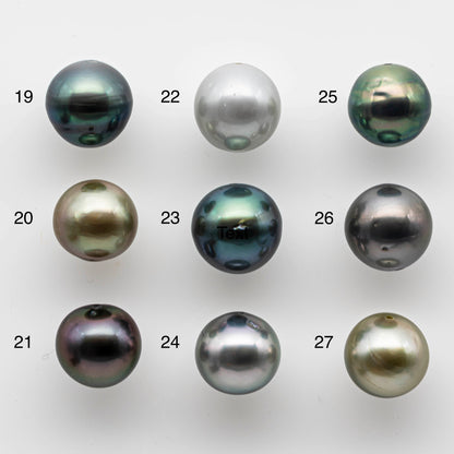 9-10mm Multi-Color Tahitian Pearl Near Round with High Luster in One Single Piece with Predrilled Hole, SKU # 1445TH