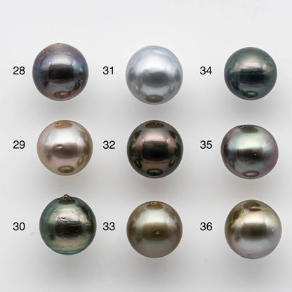 9-10mm Multi-Color Tahitian Pearl Near Round with High Luster in One Single Piece with Predrilled Hole, SKU # 1445TH