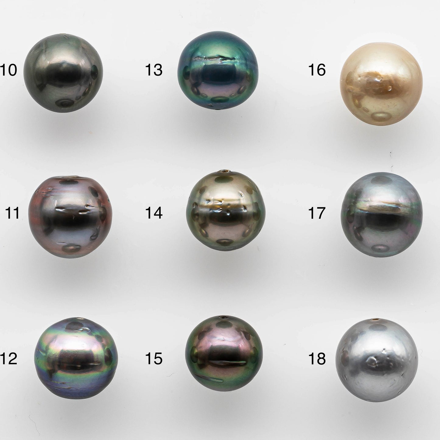 10-11mm Tahitian Pearl Near Round in Natural Multi-Color with High Luster, One Single Piece with Predrilled Hole, SKU # 1446TH