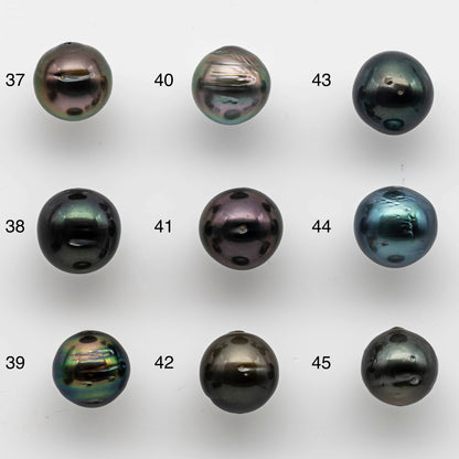 10-11mm Near Round Tahitian Pearl with High Luster and Natural Color, 1 Single Piece with Full Predrilled Hole, SKU # 1447TH