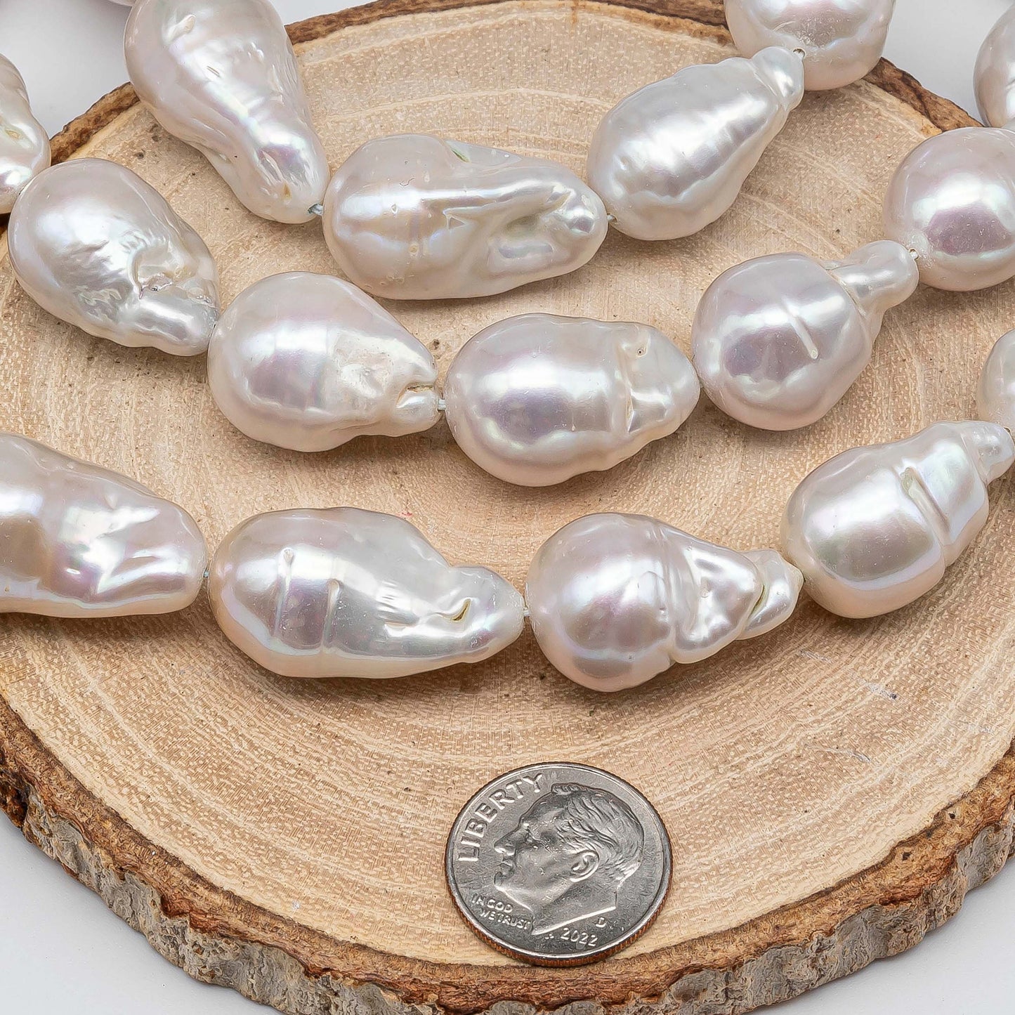 12-16mm Baroque Pearl Teardrop in White Color and High Luster for Jewelry Making, 4 Inch Strand or Full Strand, SKU # 1418BA