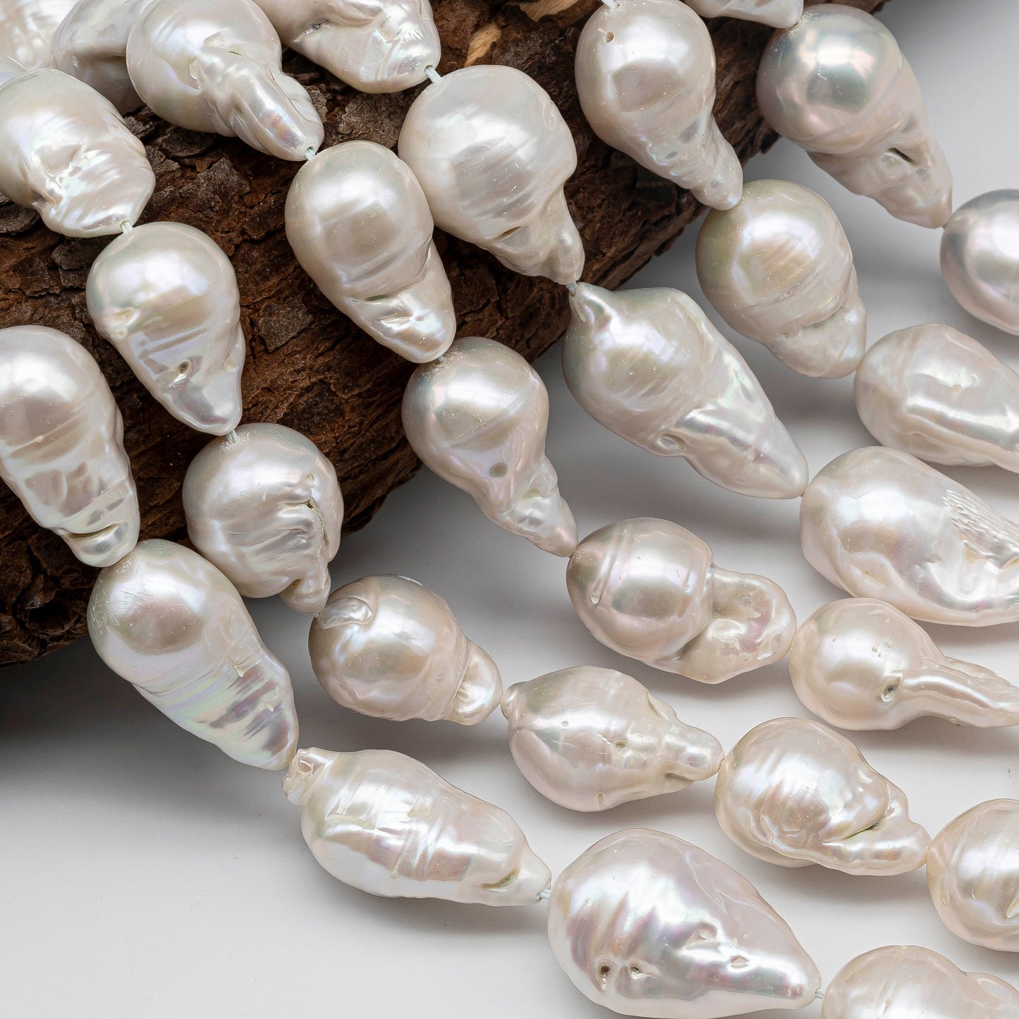 12-16mm Freshwater Baroque Pearl White Color with Nice Luster, 12x17mm Wide to 16x28mm Long, SKU # 1419BA