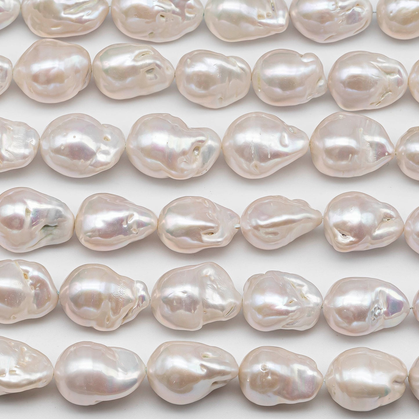 12-16mm Baroque Pearl with Nice Luster in Natural White Color, From 12x15mm up to 16x24mm, 4 Inch Strand or Full Strand, SKU # 1420BA