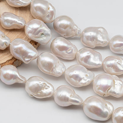 12-14mm Baroque Pearl with Nice Luster in Natural White Color, From 12x15mm up to 14x23mm, 4 Inch Strand or Full Strand, SKU # 1420BA