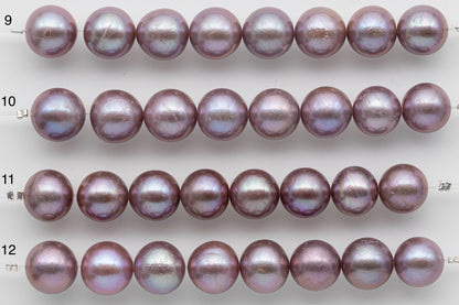 12-13mm Round Edison Pearl Natural Metallic Purple Color with Nice Luster and Blemishes or Floss in Short Strand, SKU # 1451EP