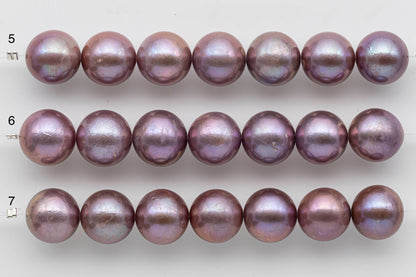 14-15mm Large Round Edison Pearl in Dark Purple Natural Color, Floss or Blemishes in Short Strand, SKU # 1453EP