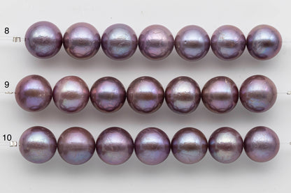 14-15mm Large Round Edison Pearl in Dark Purple Natural Color, Floss or Blemishes in Short Strand, SKU # 1453EP