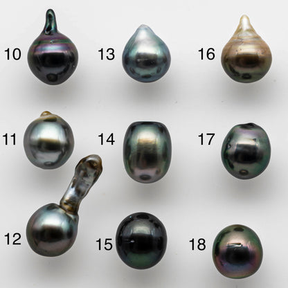 8-9mm Tahitian Pearl Loose Undrilled Teardrops in Natural Color with High Luster and Minor Blemish, One Single Piece No Hole, SKU # 1456TH