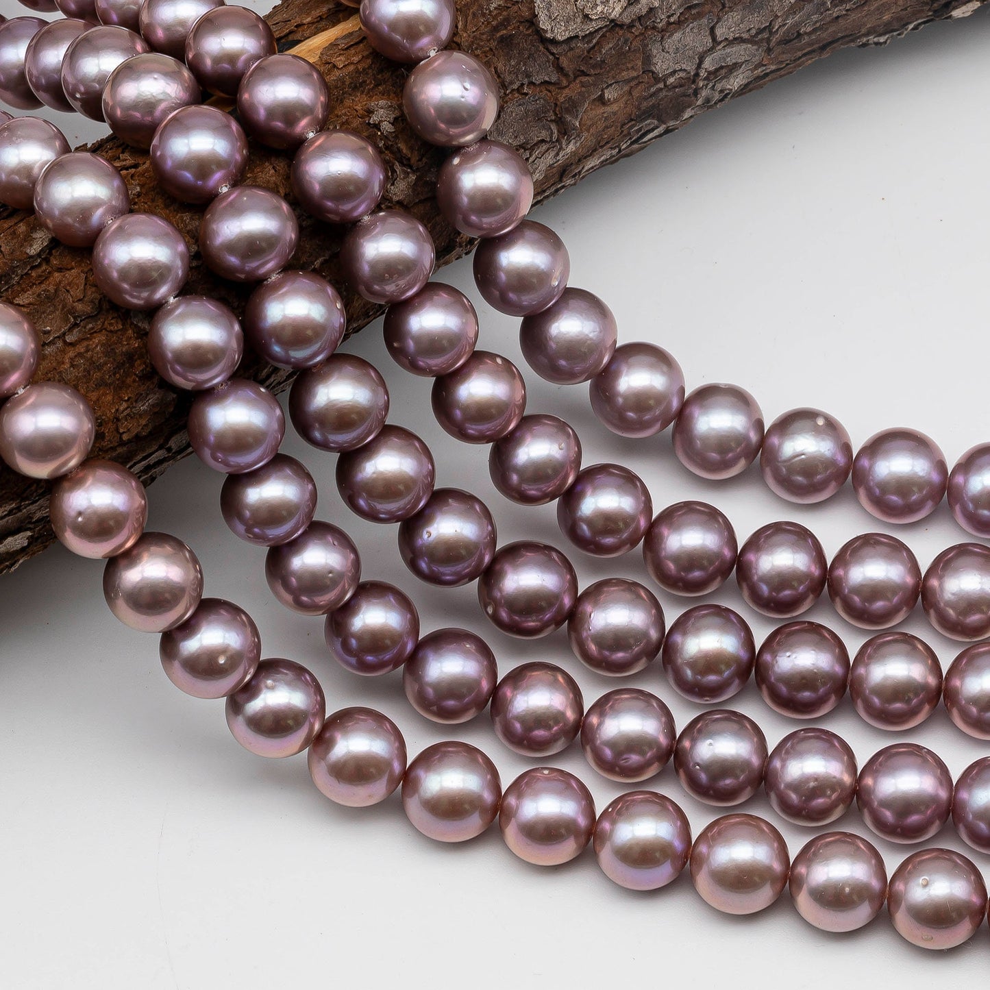 10-12mm Edison Pearl Natural Color in Dark Lavender with High Luster, Round Full Strand, SKU # 1422EP