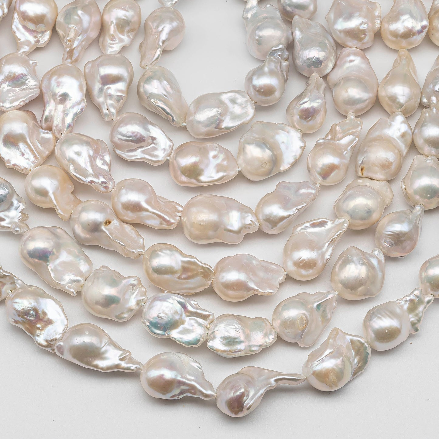 12-16mm Fireball Baroque Pearl with Smooth Surface and Beautiful Luster in Full Strand White Color, SKU # 1427BA
