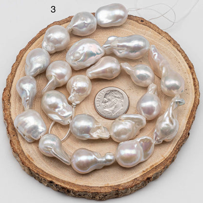 Freshwater Baroque Pearl Strands in Mixed Size from 11mm x 14mm up to 18mm x 33mm with High Luster and Full Strand, SKU # 1426BA