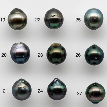 8-9mm Tahitian Pearl Tear Drops Undrilled Loose High Luster in Natural Color with Blemish, One Single Piece, SKU # 1459TH