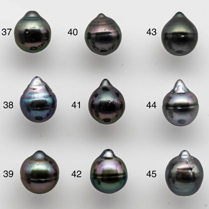 8-9mm Tahitian Pearl Tear Drops Undrilled Loose High Luster in Natural Color with Blemish, One Single Piece, SKU # 1459TH