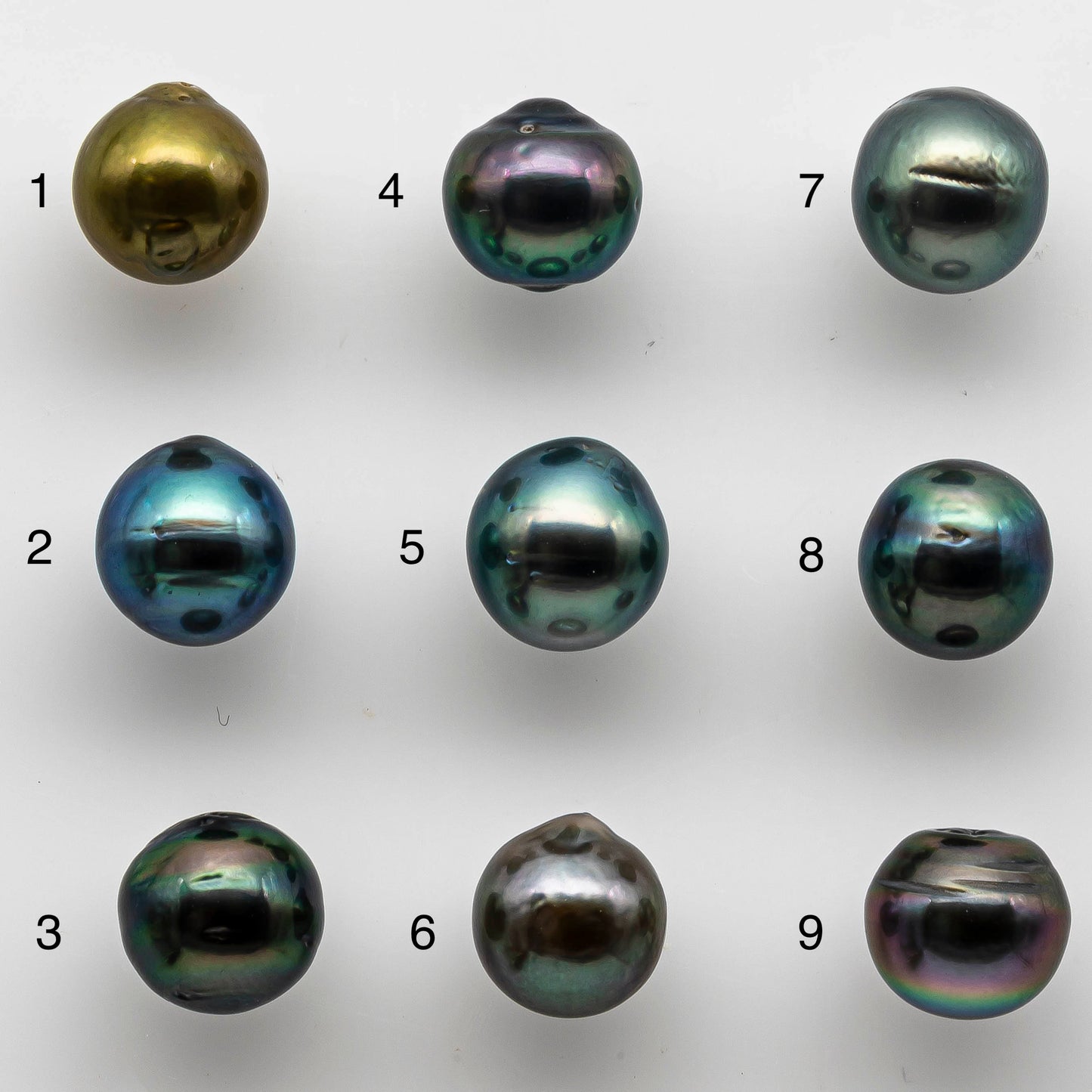 8-9mm Near Round Tahitian Pearl Loose Undrilled in Natural Color with High Luster and Blemish, One Single Piece, SKU # 1460TH