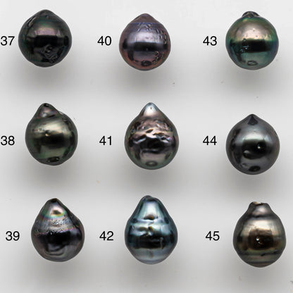 8-9mm Loose Tahitian Pearl Teardrops Undrilled in High Luster and Natural Color with Blemish, Single Piece, SKU # 1463TH