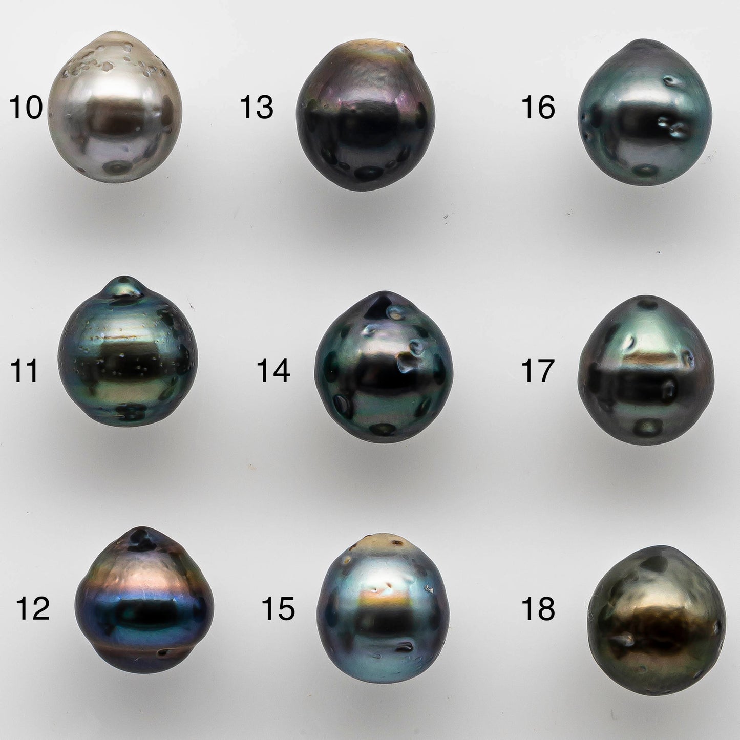 8-9mm Loose Tahitian Pearl Teardrops Undrilled in High Luster and Natural Color with Blemish, Single Piece, SKU # 1463TH