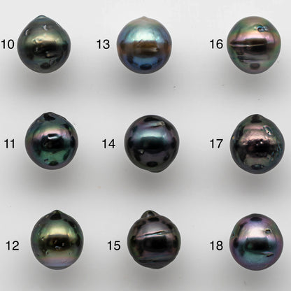 8-9mm Undrilled Tahitian Pearl Loose Teardrops in Natural Color and High Luster with Blemishes, Single Piece, SKU # 1464TH