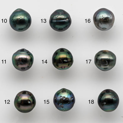 8-9mm One Piece Tahitian Pearl Undrilled Near Round in High Luster and Natural Color with Blemishes, SKU # 1465TH