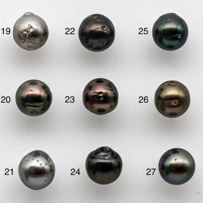 8-9mm One Piece Tahitian Pearl Undrilled Near Round in High Luster and Natural Color with Blemishes, SKU # 1465TH
