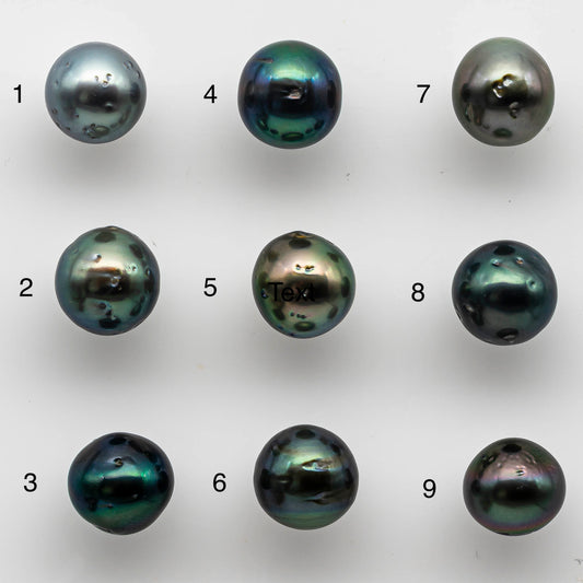 8-9mm One Piece Tahitian Pearl Undrilled Near Round in High Luster and Natural Color with Blemishes, SKU # 1465TH