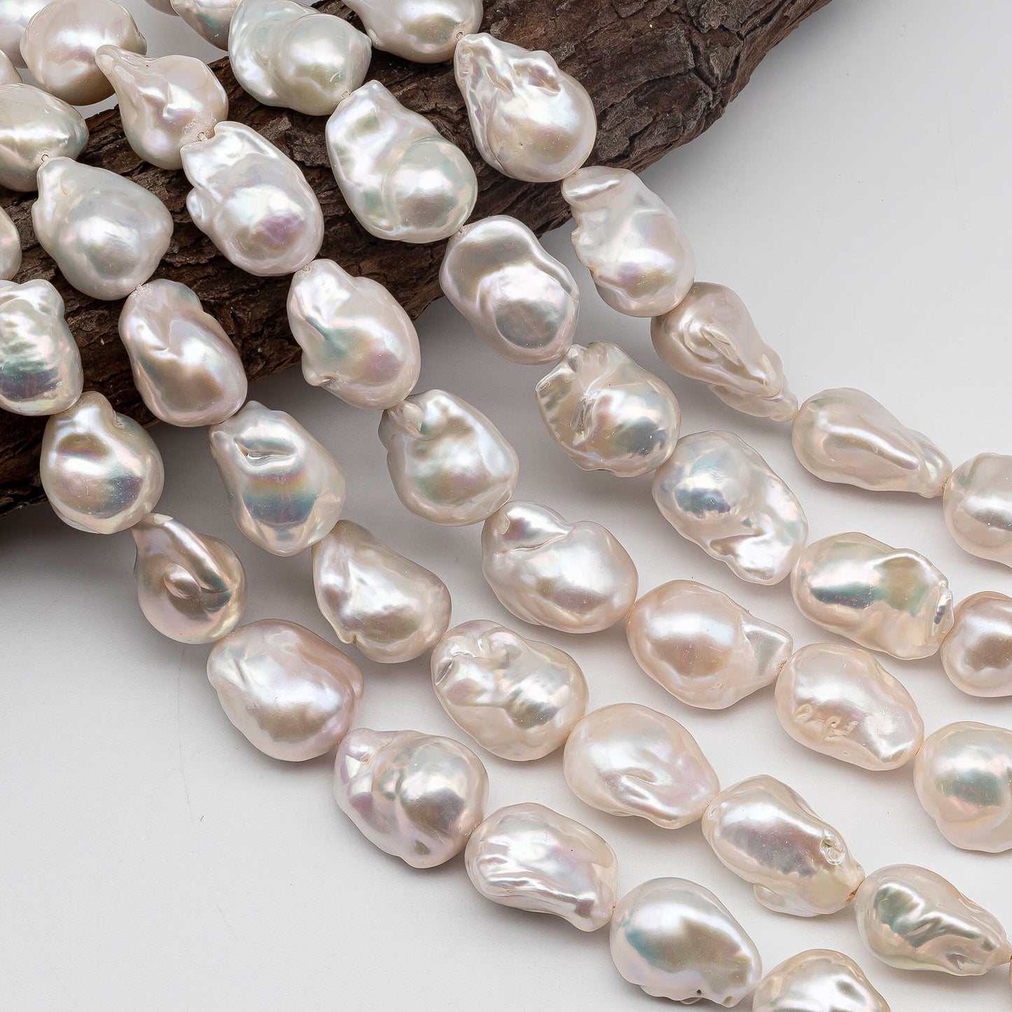 13-16mm Lustrous Baroque Pearl with Smooth Surface and Minor Blemish, Freshwater Cultured Pearl Bead in Full Strand, SKU # 1432BA