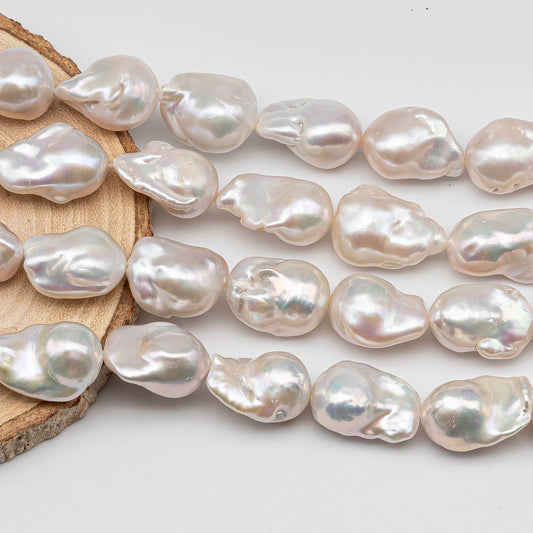 13-16mm Lustrous Baroque Pearl with Smooth Surface and Minor Blemish, Freshwater Cultured Pearl Bead in Full Strand, SKU # 1432BA