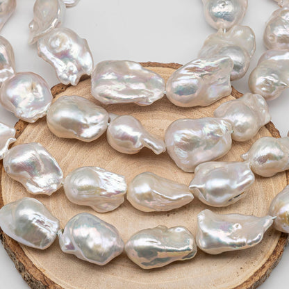 13-16mm Fireball Baroque Pearl High Luster and Smooth Surface with Minor Blemish, Freshwater Nucleated, 4 Inch or Full Strand, SKU # 1433BA