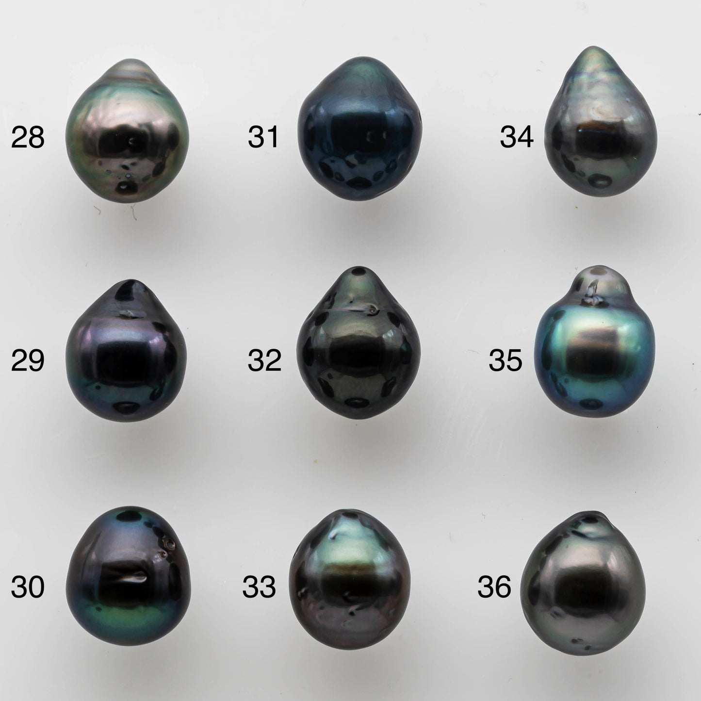 8-9mm Tahitian Pearl Undrilled Loose Teardrop in High Luster and Natural Color with Blemishes, SKU # 1466TH