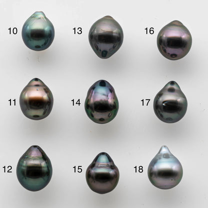 8-9mm Peacock Tahitian Pearl Teardrop Loose Undrilled Natural Color with Super Nice Luster and Blemishes, SKU # 1467TH