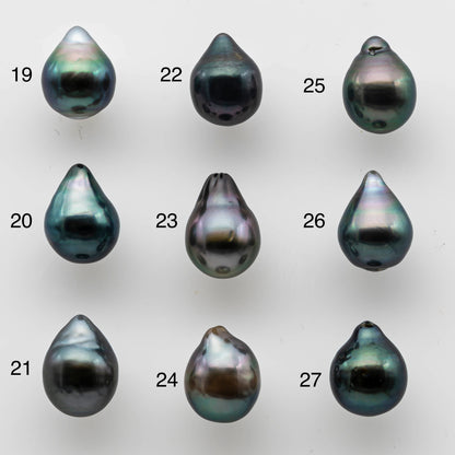 8-9mm Peacock Tahitian Pearl Teardrop Loose Undrilled Natural Color with Super Nice Luster and Blemishes, SKU # 1467TH