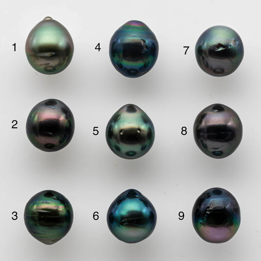 9-10mm Tahitian Pearl Tear Drops Single Piece Loose Undrilled in High Luster and Natural Color with Blemishes, SKU # 1468TH