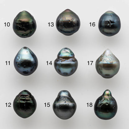 9-10mm Loose Tahitian Pearl Teardrops Undrilled Single Piece in High Luster and Natural Color with Blemishes, SKU #1470TH
