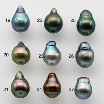 9-10mm Teardrop Tahitian Pearl One Single Piece Teardrop Loose Undrilled in High Luster and Natural Color, SKU # 1472TH