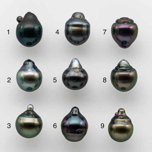 9-10mm Teardrop Tahitian Pearl One Single Piece Teardrop Loose Undrilled in High Luster and Natural Color, SKU # 1472TH