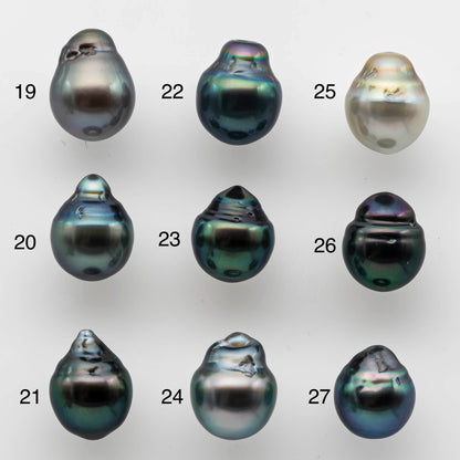 9-10mm Tear Drop Tahitian Pearl Single Piece Loose Undrilled in Natural Color and High Luster with Blemishes, SKU # 1473TH