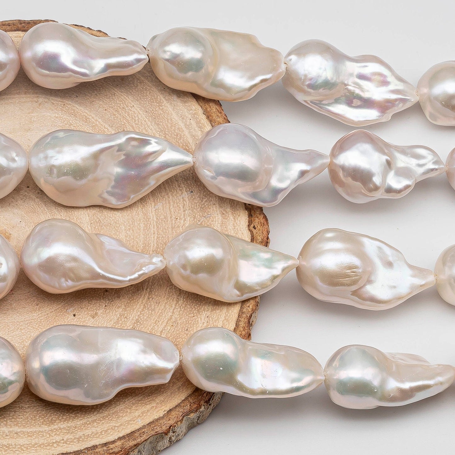 13-16mm AAA Grade Baroque Pearl Elongated, Freshwater Fireball Pearl Bead in Full Strand, SKU # 1439BA