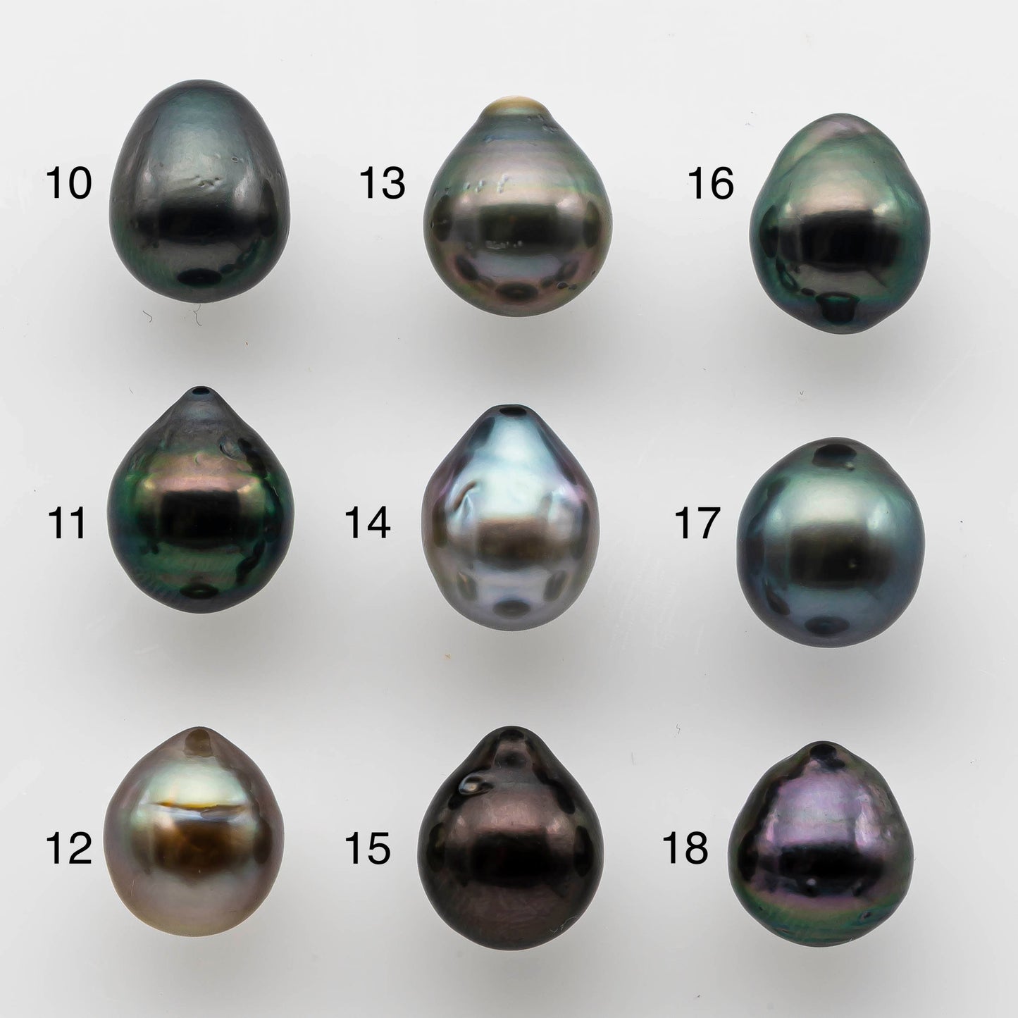 9-10mm Single Tahitian Pearl Teardrop Loose Undrilled Piece in High Luster and Natural Color with Blemishes, SKU #1476TH