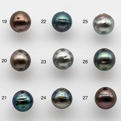 10-11mm Near Round Tahitian Pearl with High Luster and Natural Color, 1 Single Piece with Full Predrilled Hole, SKU # 1447TH
