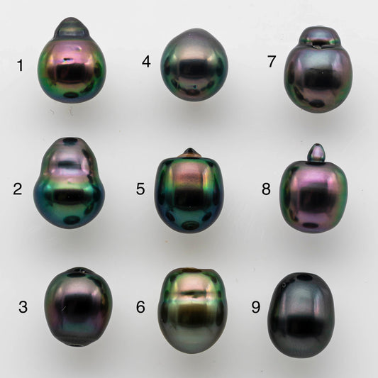 9-10mm Colorful Tahitian Baroque Teardrop Pearl Undrilled Loose Single Piece Natural Color  and High Luster with Minor Blemish, SKU # 1478TH