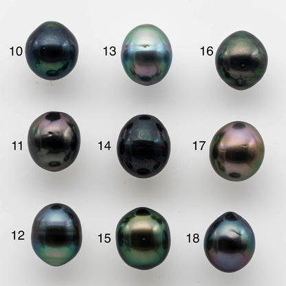 9-10mm Undrilled Tahitian Pearl Tear Drops in Natural Color and High Luster with Minor Blemish, One Single Piece Black Pearl, SKU # 1479TH