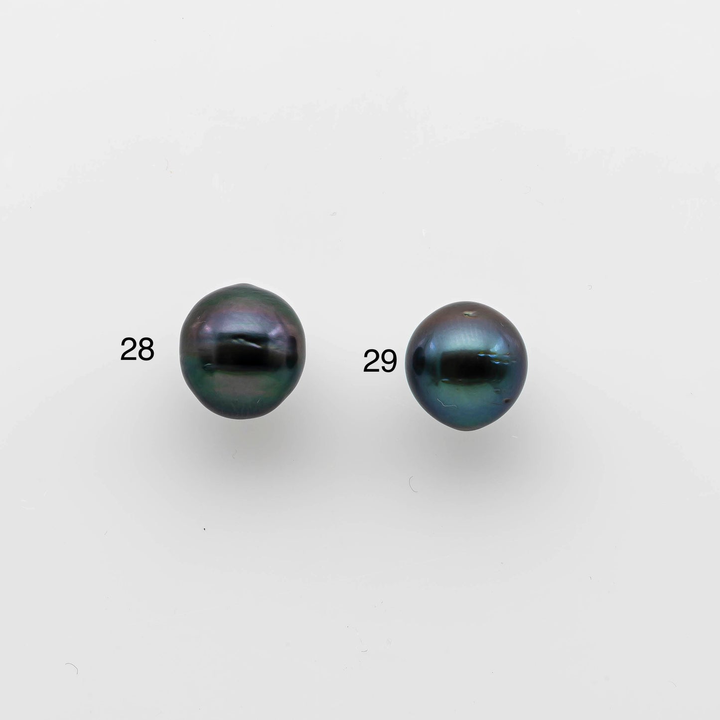 9-10mm Undrilled Tahitian Pearl Tear Drops in Natural Color and High Luster with Minor Blemish, One Single Piece Black Pearl, SKU # 1479TH