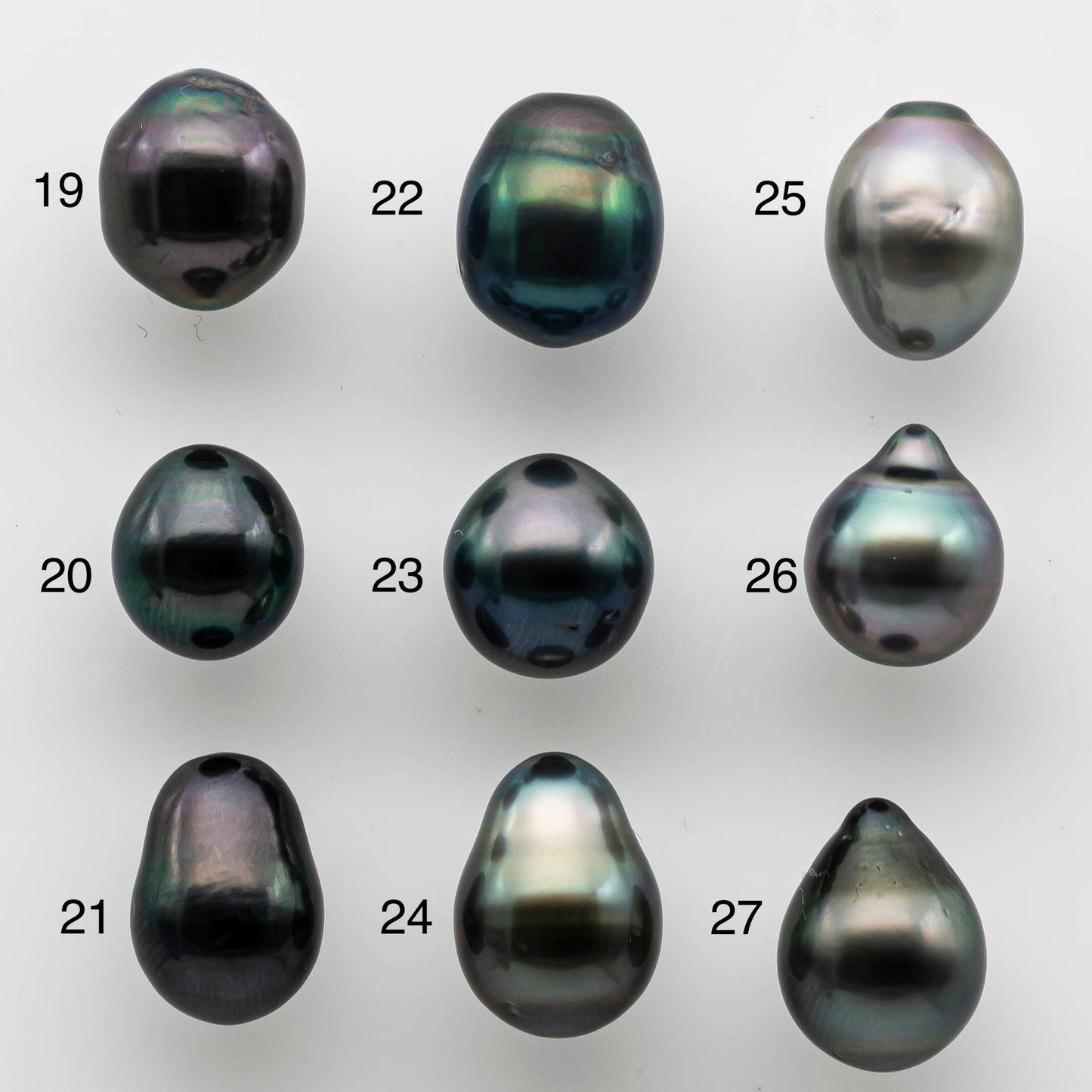 9-10mm Undrilled Tahitian Pearl Tear Drops in Natural Color and High Luster with Minor Blemish, One Single Piece Black Pearl, SKU # 1479TH