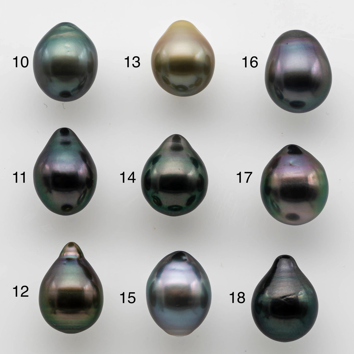 9-10mm Black Tahitian Pearl Loose Teardrop Undrilled Single Piece in High Luster and Natural Color, SKU # 1480TH