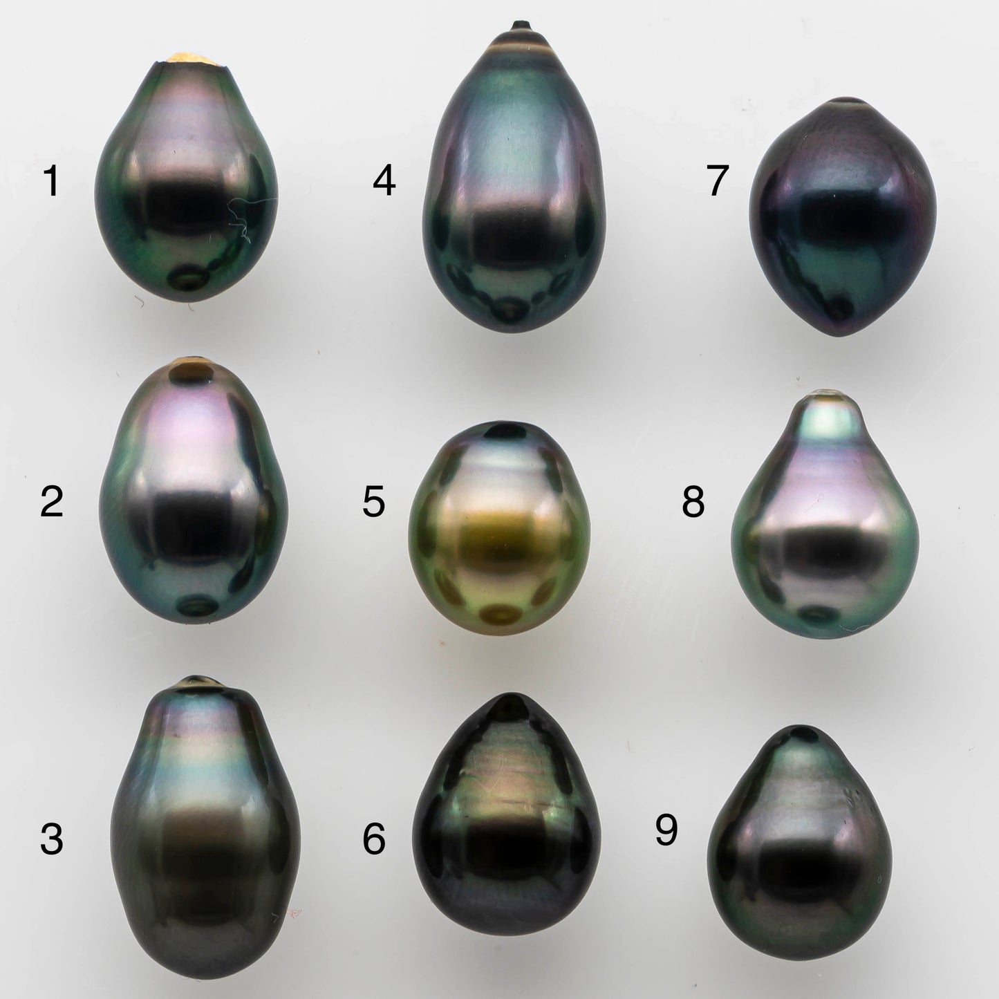 9-10mm Black Tahitian Pearl Loose Teardrop Undrilled Single Piece in High Luster and Natural Color, SKU # 1480TH