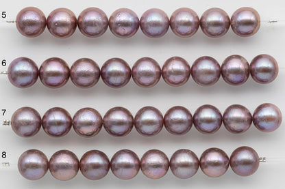 12-13mm Round Edison Pearl Natural Metallic Purple Color with Nice Luster and Blemishes or Floss in Short Strand, SKU # 1451EP
