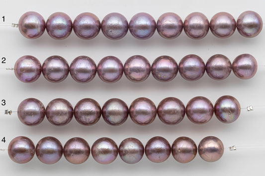 12-13mm Round Edison Pearl Natural Metallic Purple Color with Nice Luster and Blemishes or Floss in Short Strand, SKU # 1451EP
