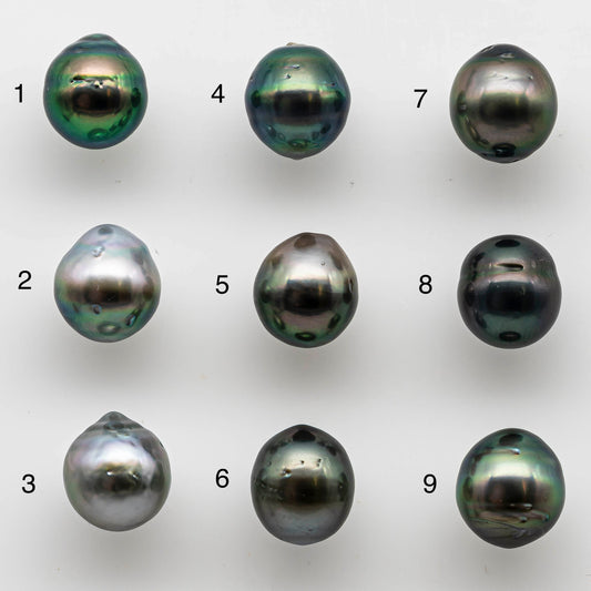 8-9mm Teardrop Tahitian Pearl Loose Undrilled in Natural Color with Nice Luster and Blemish, One Single Piece, SKU # 1458TH