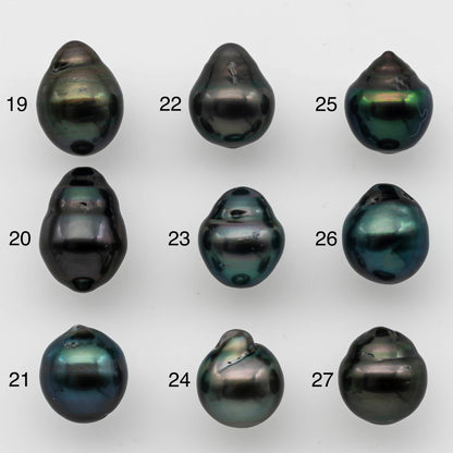 10-11mm Loose Tahitian Pearl Tear Drops Single Piece Undrilled in Natural Color and Nice Luster with Flaws, SKU # 1491TH