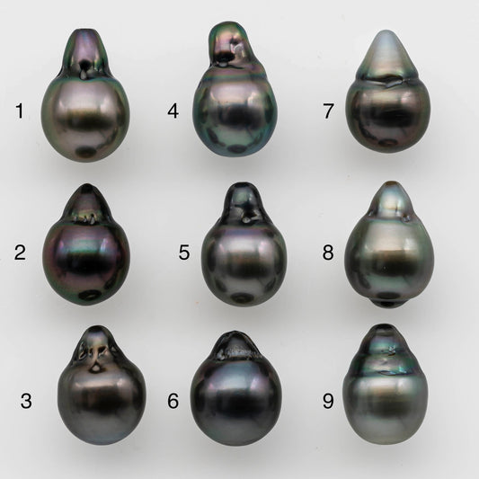 10-11mm Tahitian Pearl Baroque Teardrop Shape in Undrilled Loose Single Piece High Luster and Natural Color with Blemishes, SKU # 1489TH
