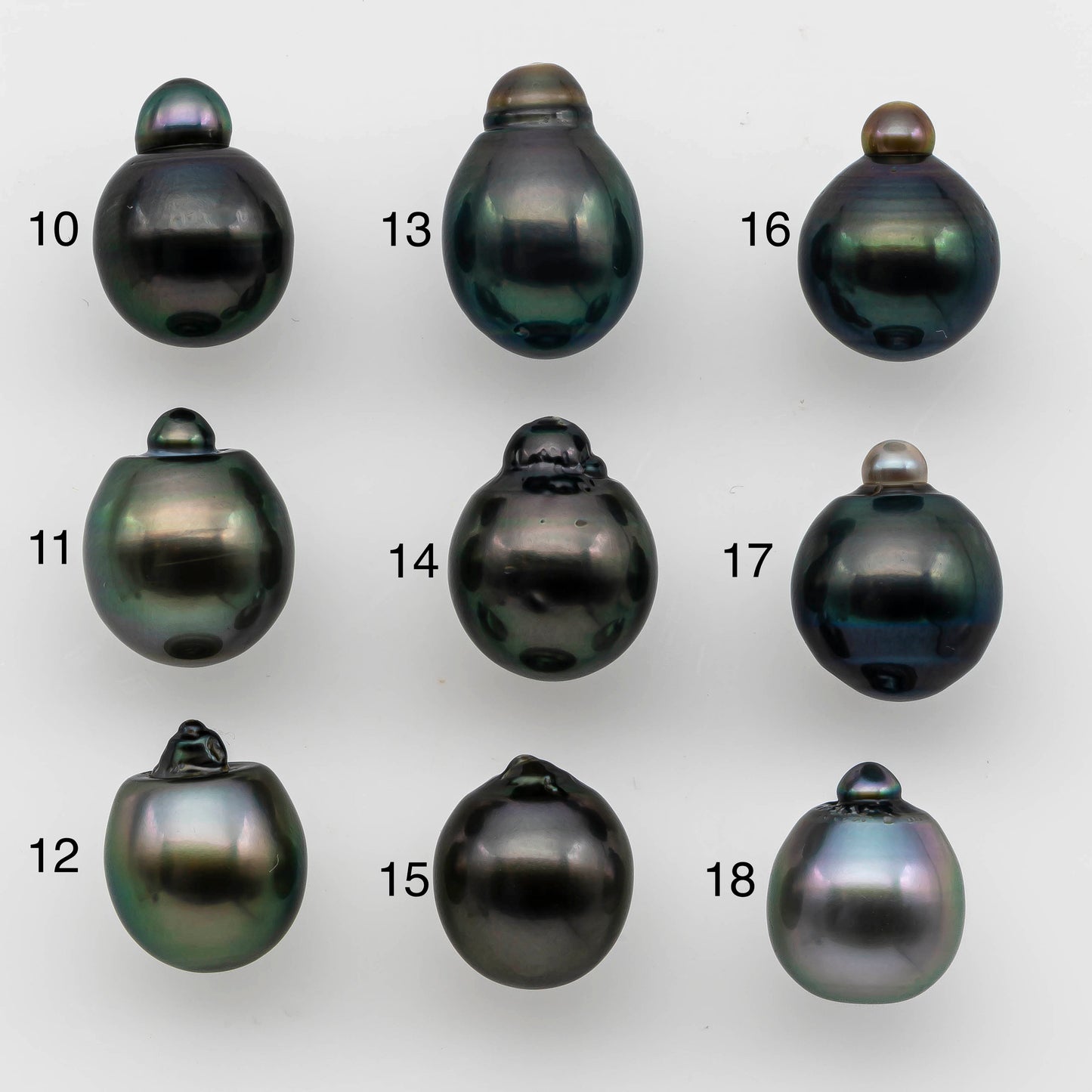 10-11mm Natural Color Tahitian Pearl Drop Shape Loose Single Piece Undrilled in High Luster and Minor Blemishes, SKU # 1488TH